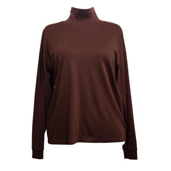 L.L. Bean Tops - LL Bean L Brown Turtleneck Long Sleeve 100% Cotton USA Made Vintage Minimalist